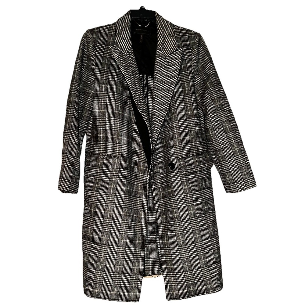 BCBG Max Azria women's wool Coat Per-Owned Black/White Medium Size‎